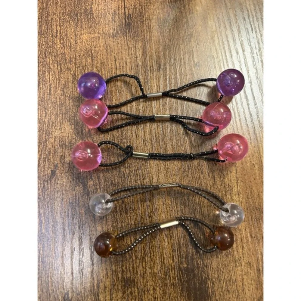 Vintage Hair Tie Ponytail Holders‎ Four Goody Bead Knockers qty: 5 various sizes